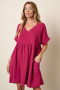 AIRFLOW V-NECK SHORT SLEEVE SHIFT DRESS