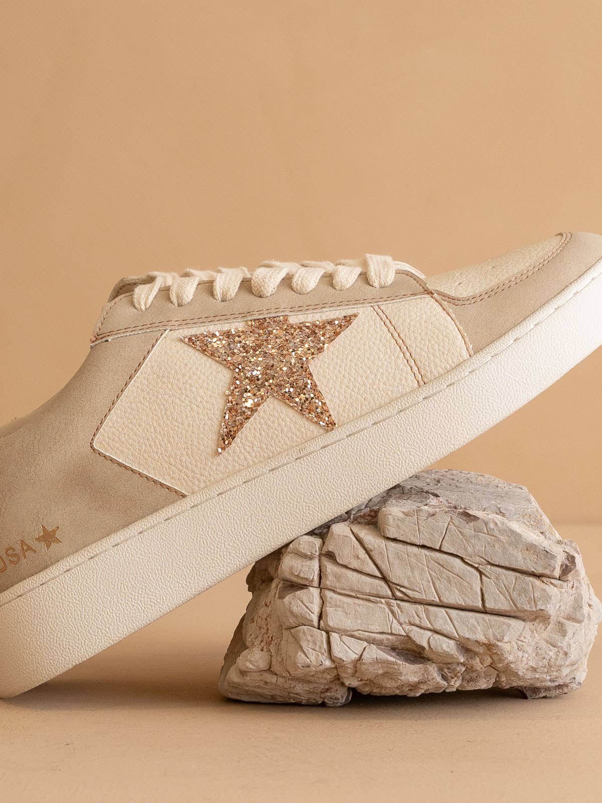 The Liberty Beige | Glitter Star Sneaker