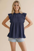 Frilled Mock Neck Blouse