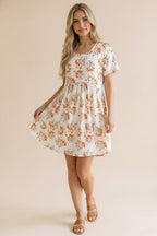 Floral Babydoll Knit Dress With Pockets