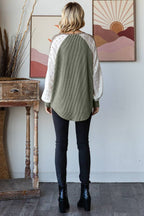 Animal Contrast Button Front Pullover Top T