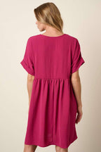 AIRFLOW V-NECK SHORT SLEEVE SHIFT DRESS