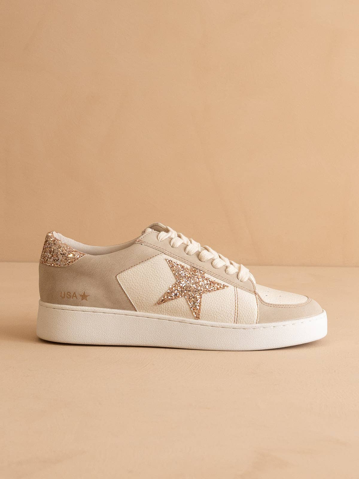 The Liberty Beige | Glitter Star Sneaker