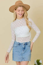Ribbon Bow Mesh Top