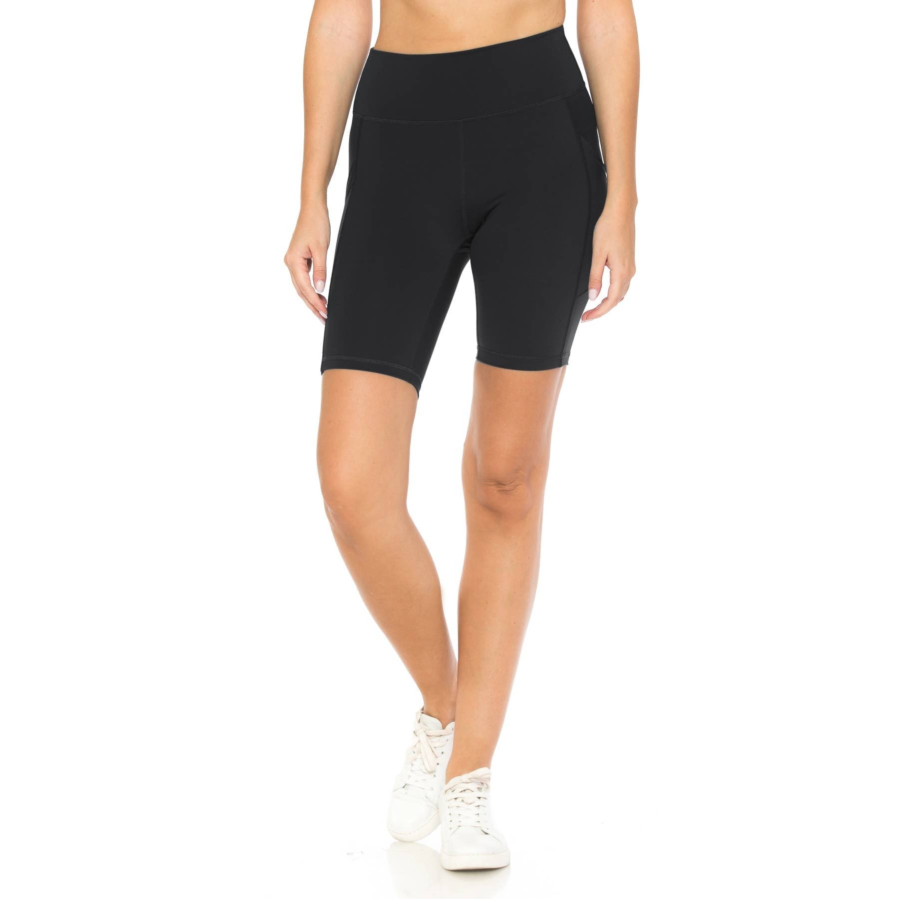 Premium Nylon Activewear Solid Bike Shorts (8" Inseam)